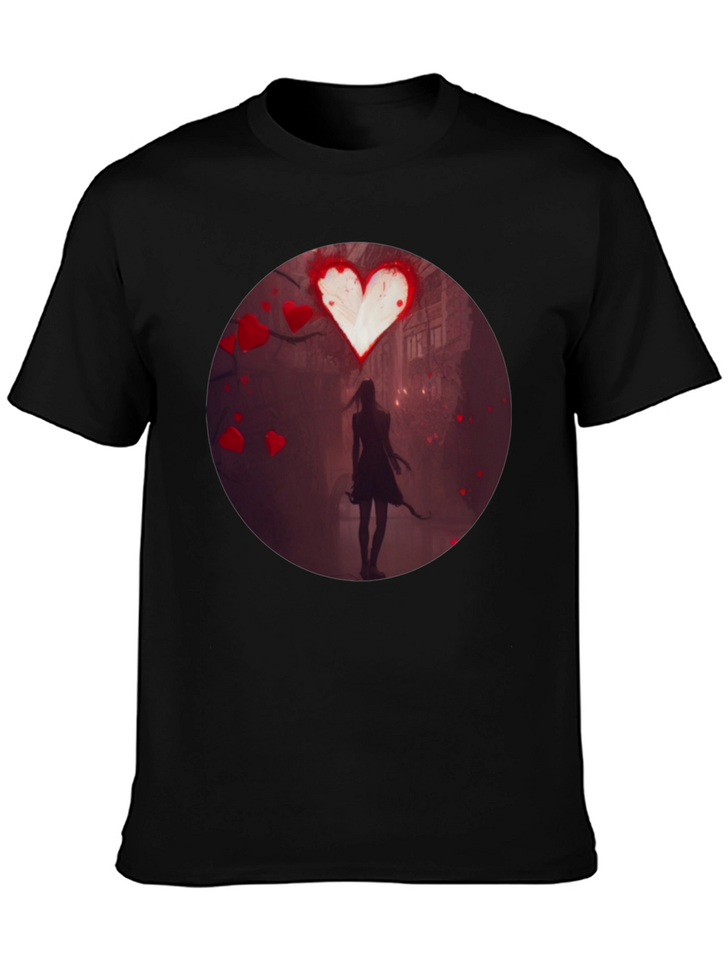 Romantic Heart Silhouette Graphic T-Shirt