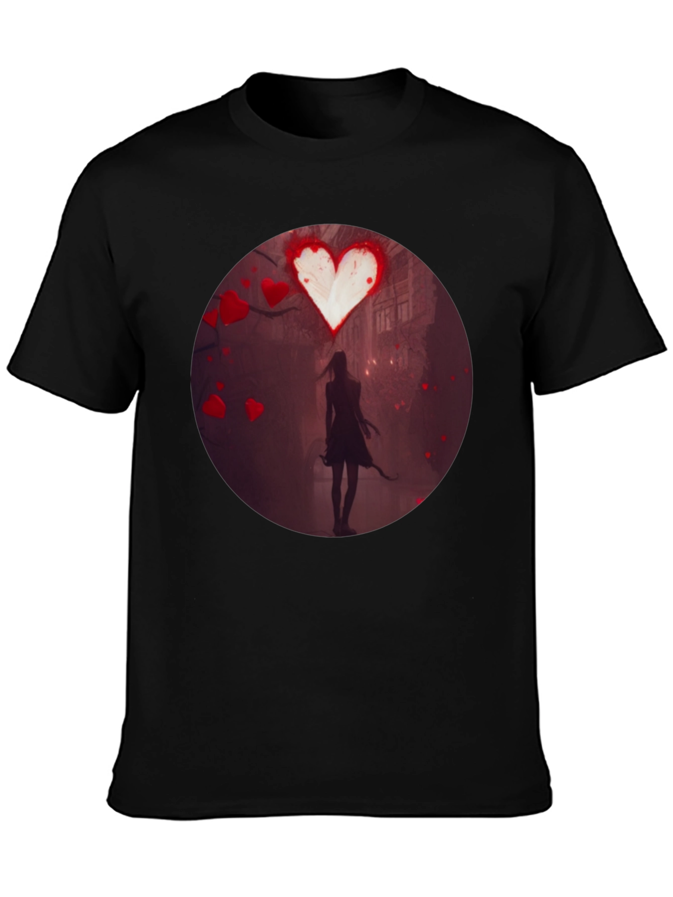 Romantic Heart Silhouette Graphic T-Shirt
