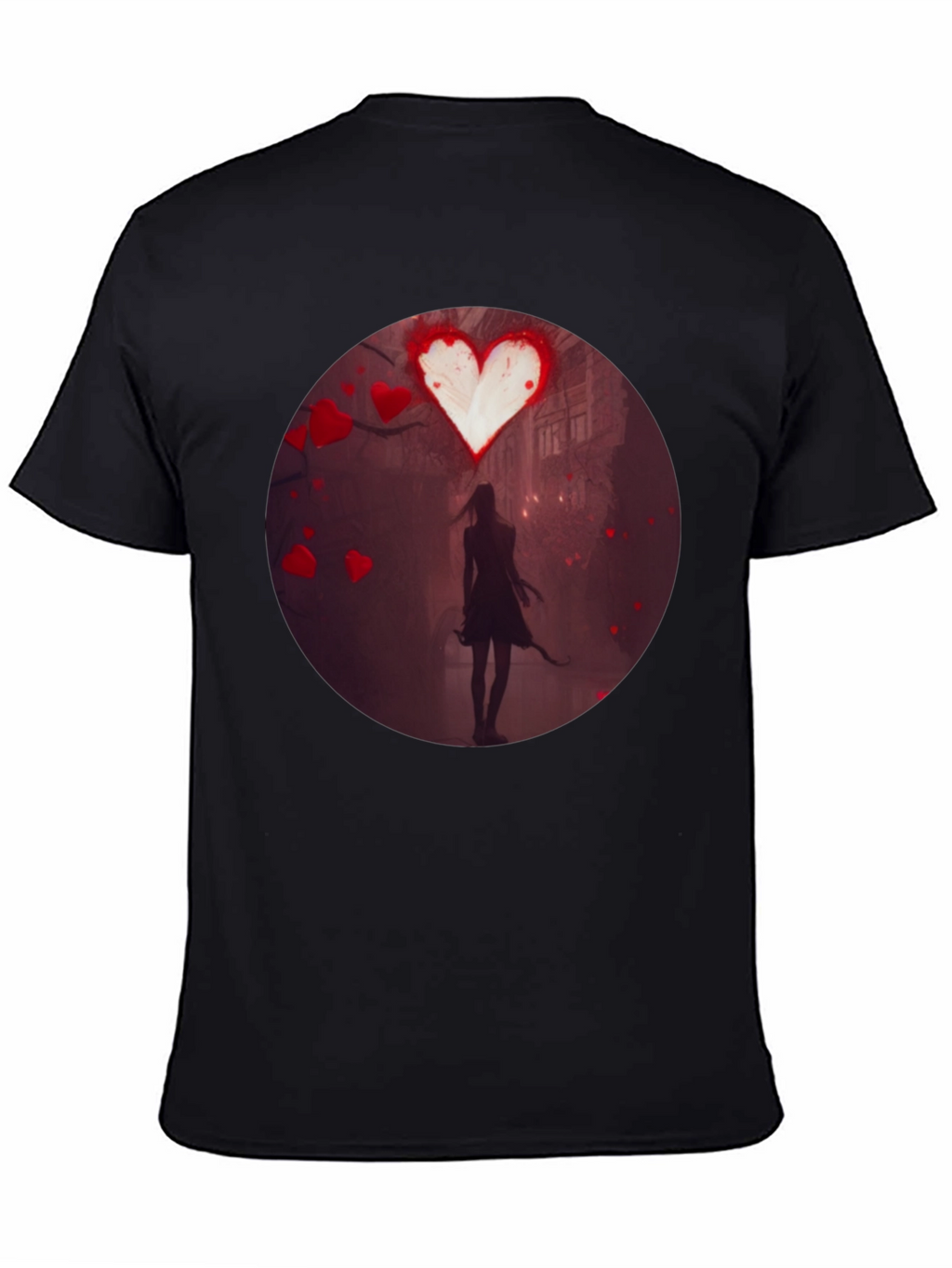 Romantic Heart Silhouette Graphic T-Shirt