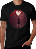 Romantic Heart Silhouette Graphic T-Shirt