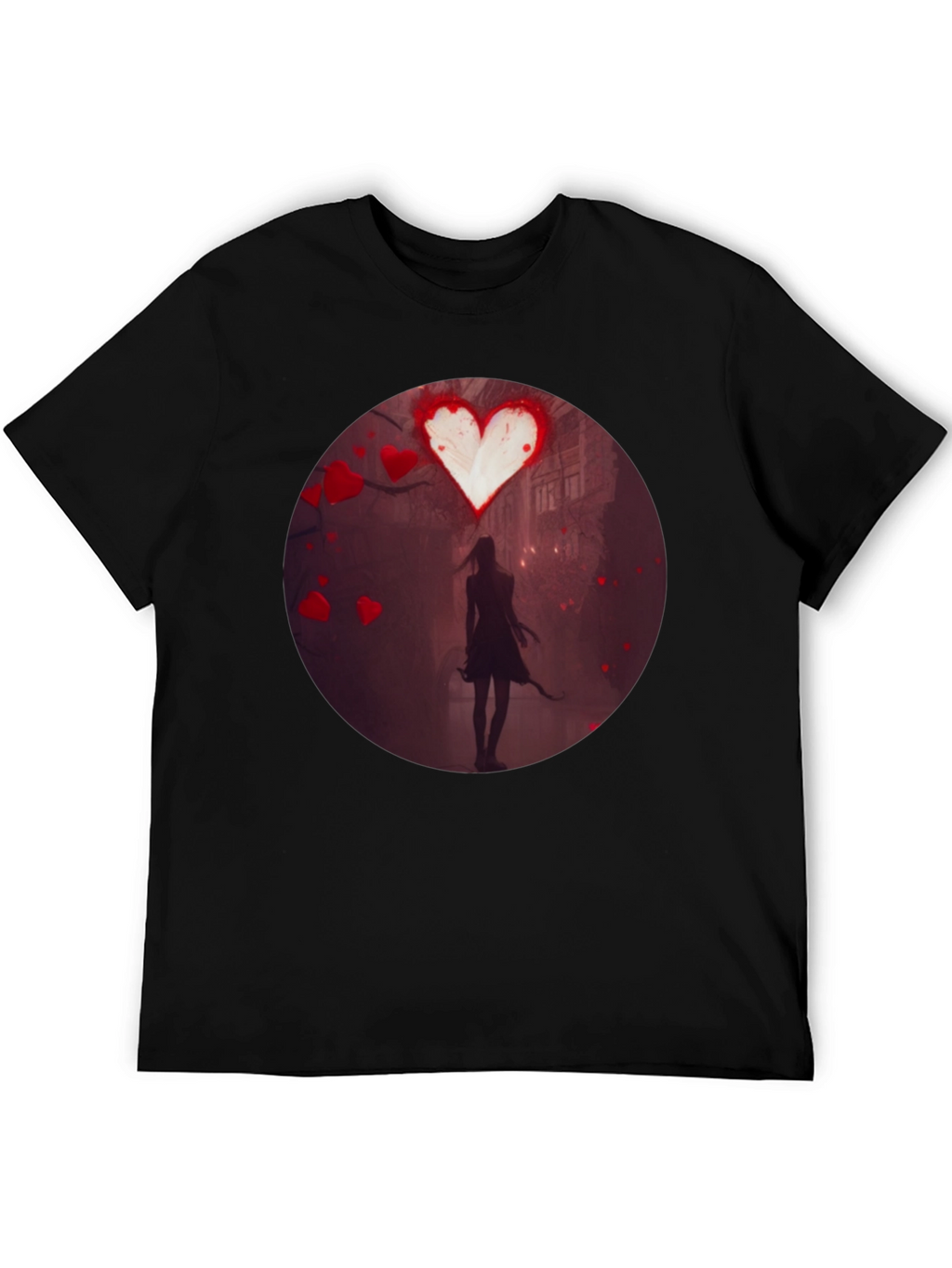 Romantic Heart Silhouette Graphic T-Shirt