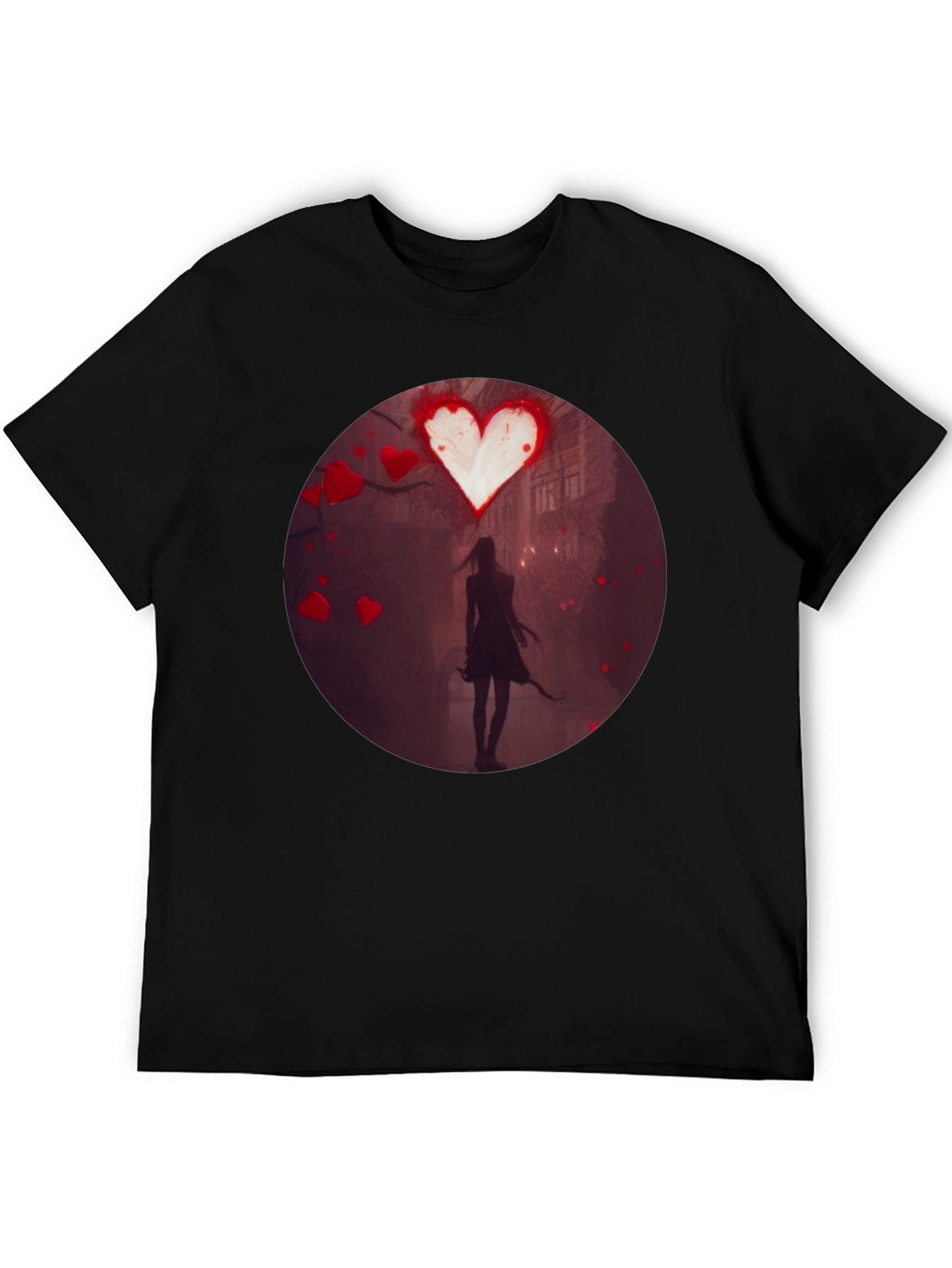 Romantic Heart Silhouette Graphic T-Shirt