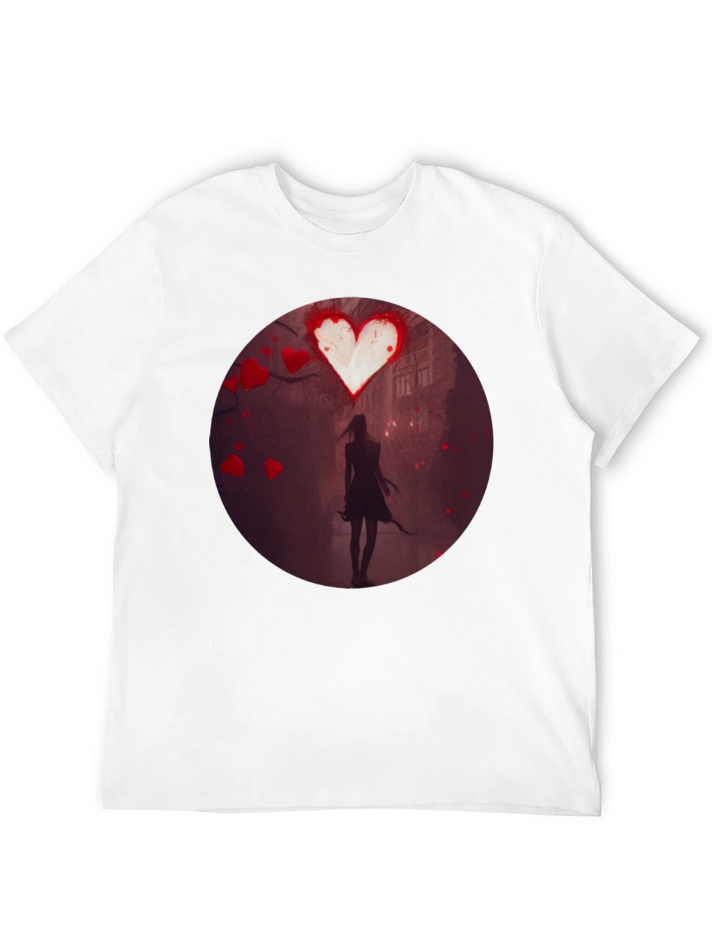 Romantic Heart Silhouette Graphic T-Shirt