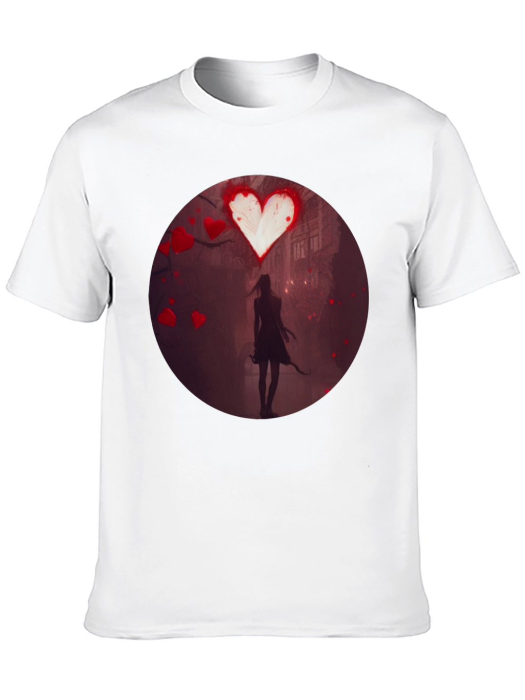 Romantic Heart Silhouette Graphic T-Shirt