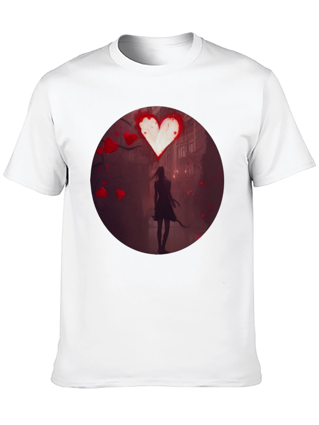 Romantic Heart Silhouette Graphic T-Shirt