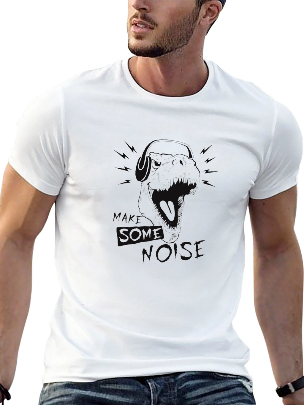 Mens Black Graphic Tee - Dog With Headphones