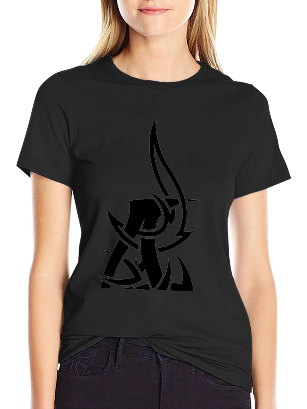 Mens Black Graphic Tee - Tribal Design