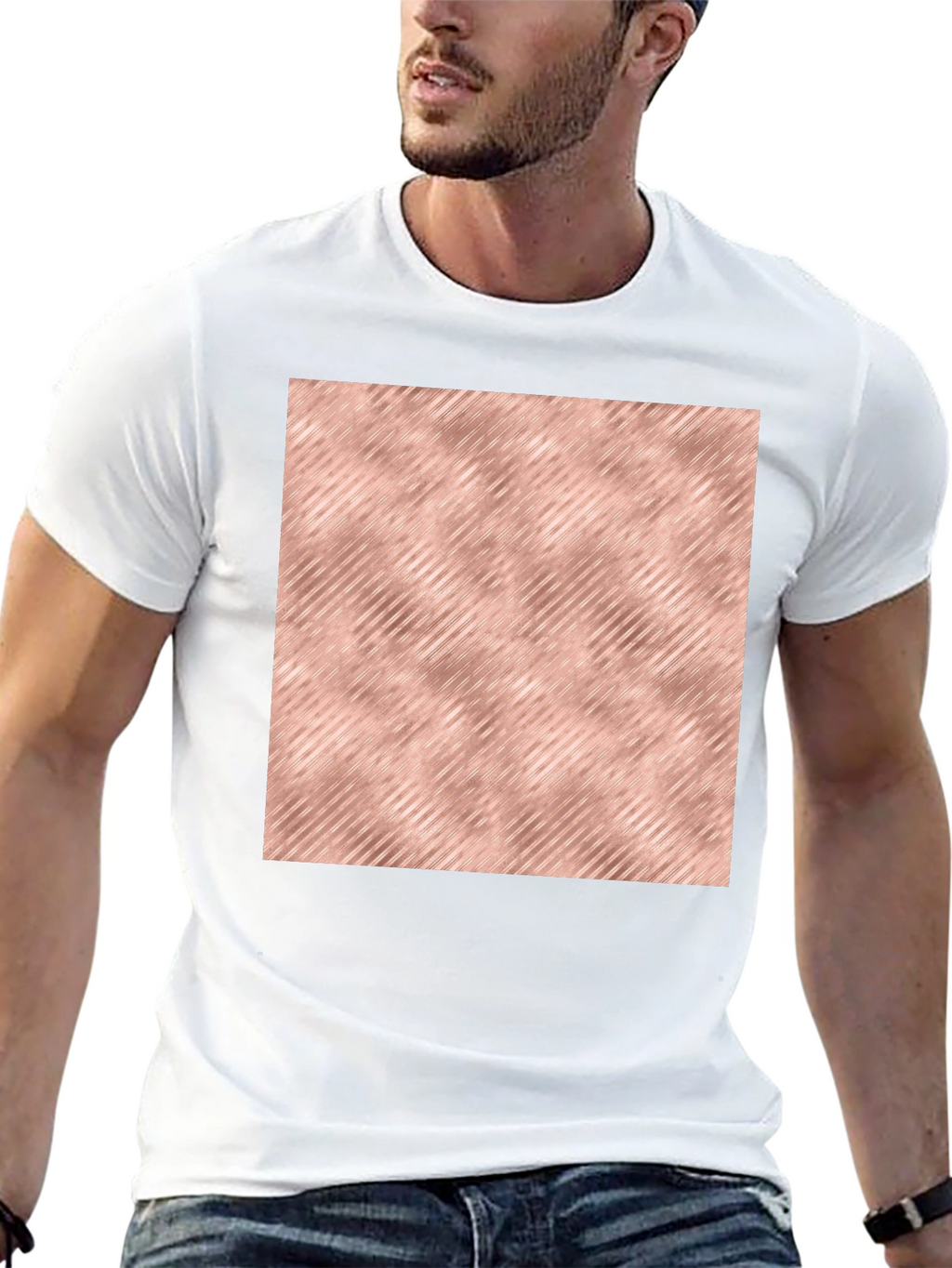 Modern Black T-Shirt with Rose Gold Pattern