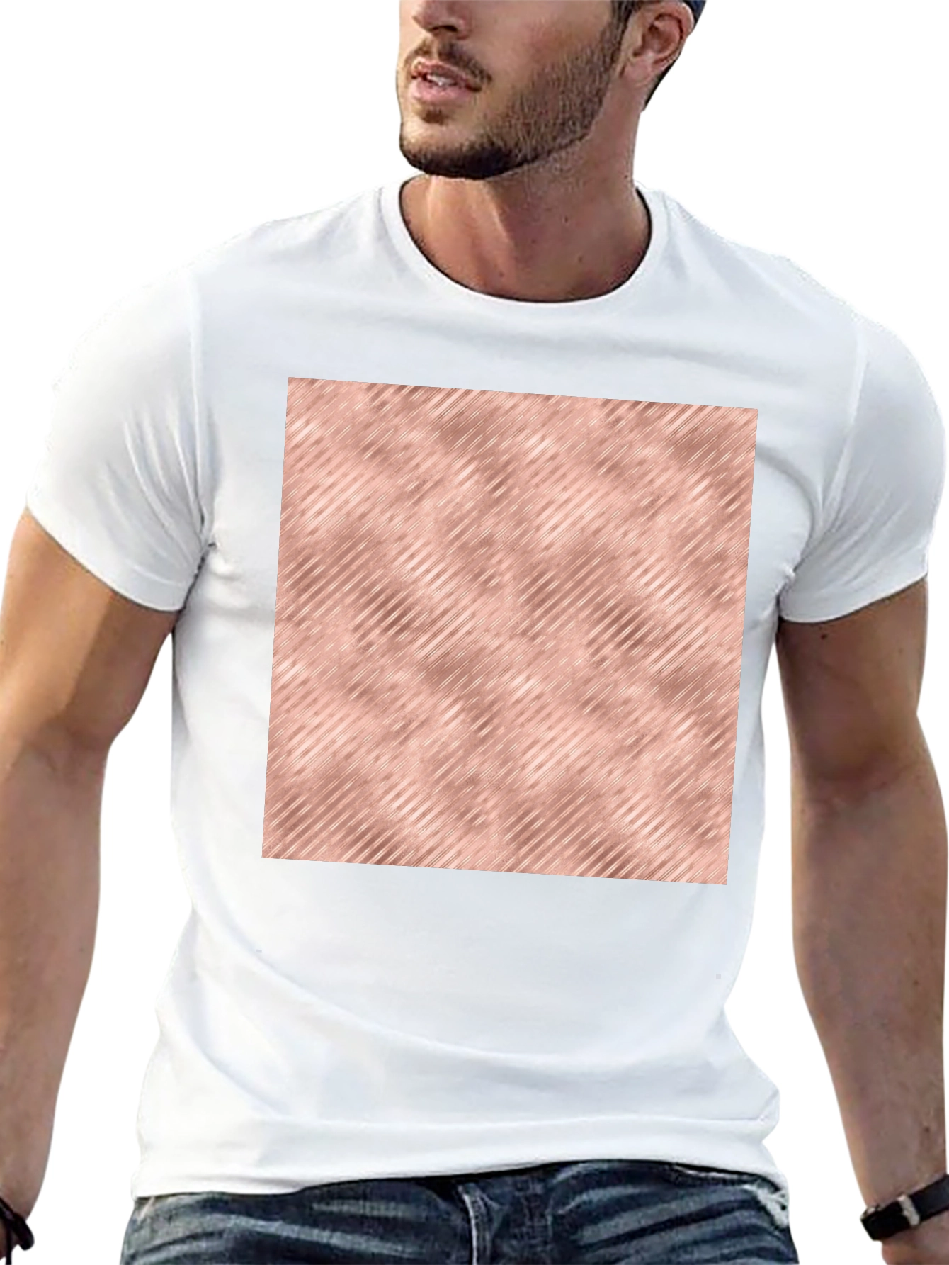 Modern Black T-Shirt with Rose Gold Pattern