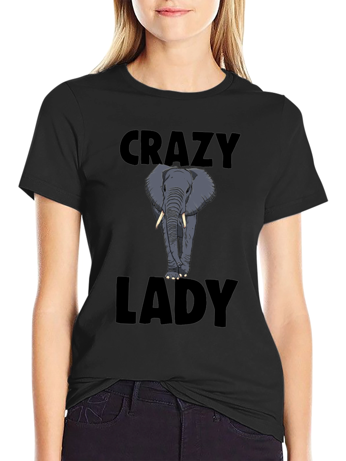 Crazy Elephant Lady Graphic Tee - Unique Animal Lovers Shirt