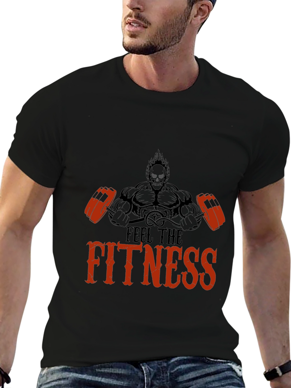 Feel the Fitness Black Graphic Tee