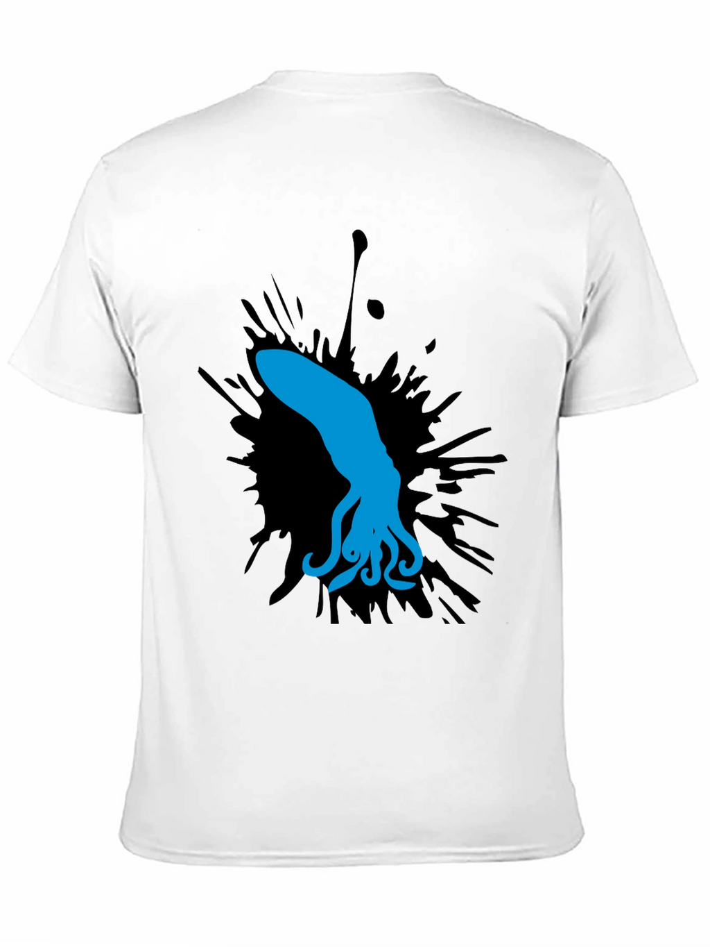 Blue Squid Graphic Tee - Black Cotton Shirt