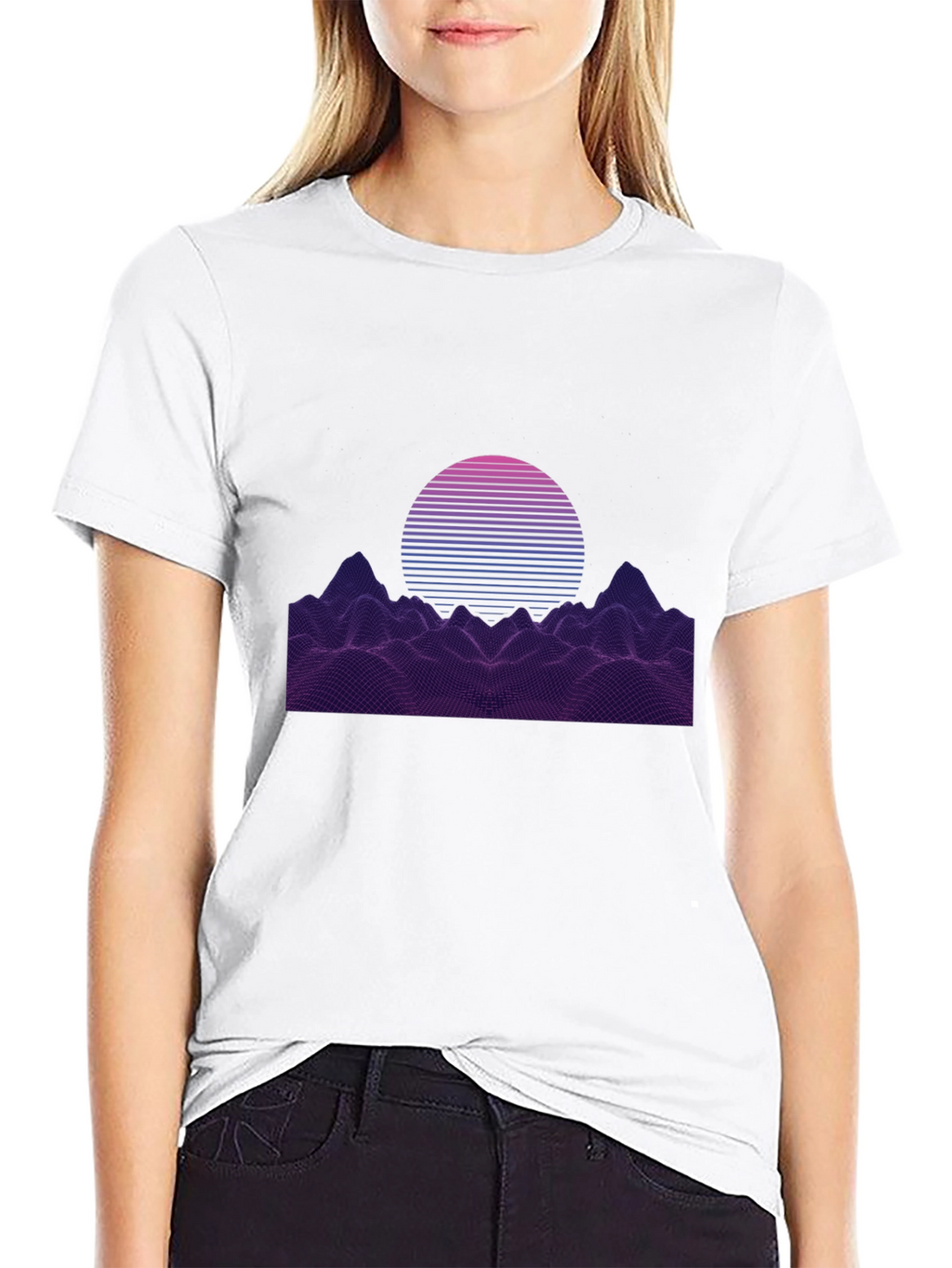 Retro Sunset Graphic Tee - Synthwave Design