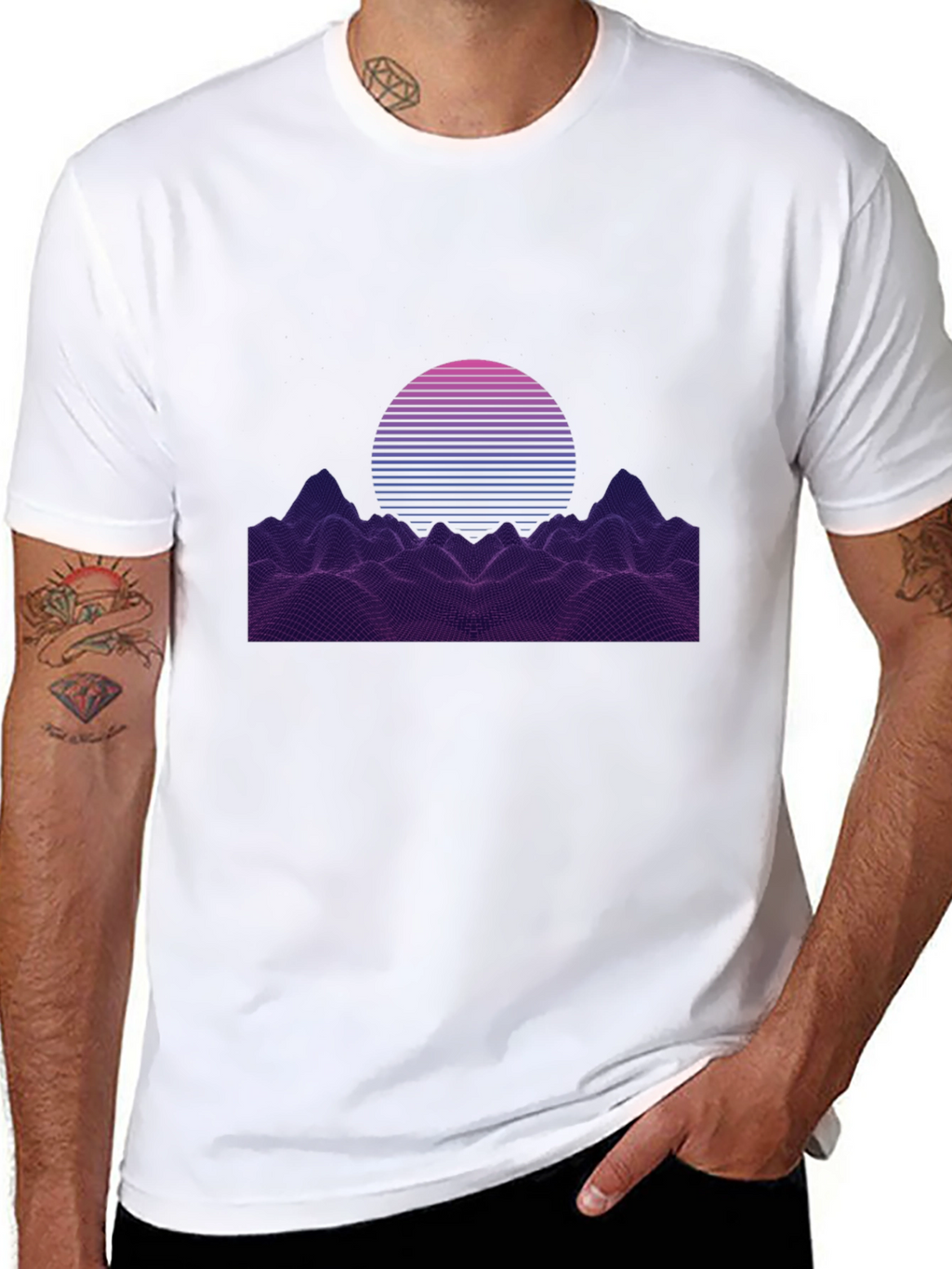 Retro Sunset Graphic Tee - Synthwave Design