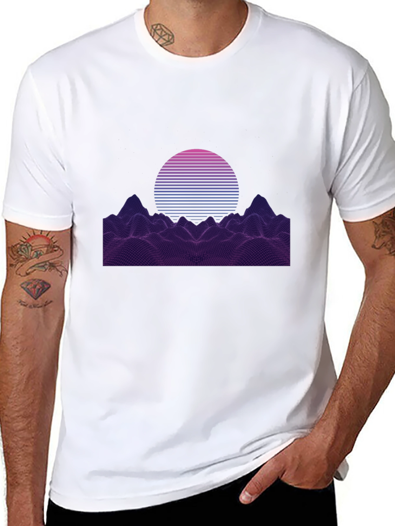 Retro Sunset Graphic Tee - Synthwave Design