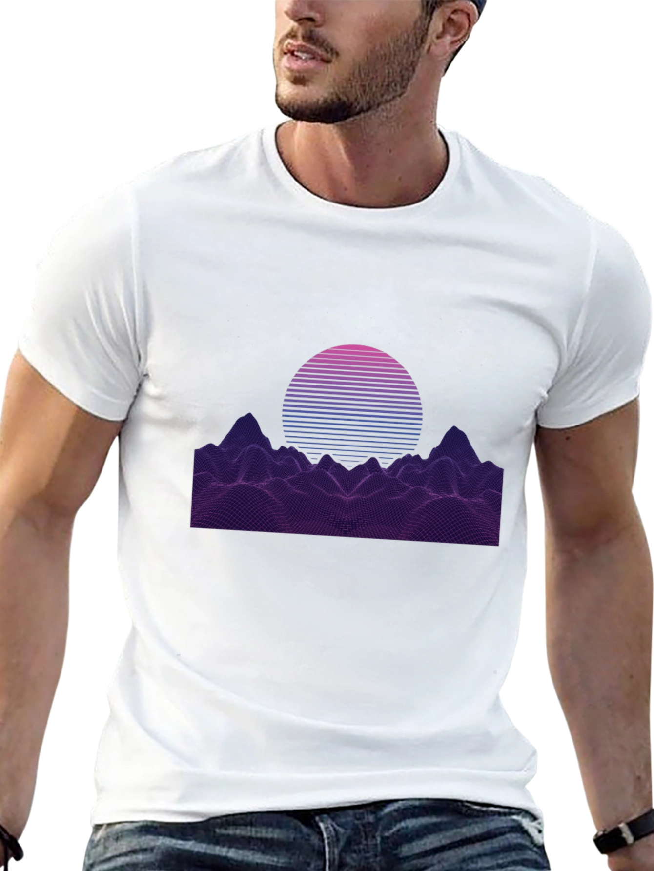 Retro Sunset Graphic Tee - Synthwave Design