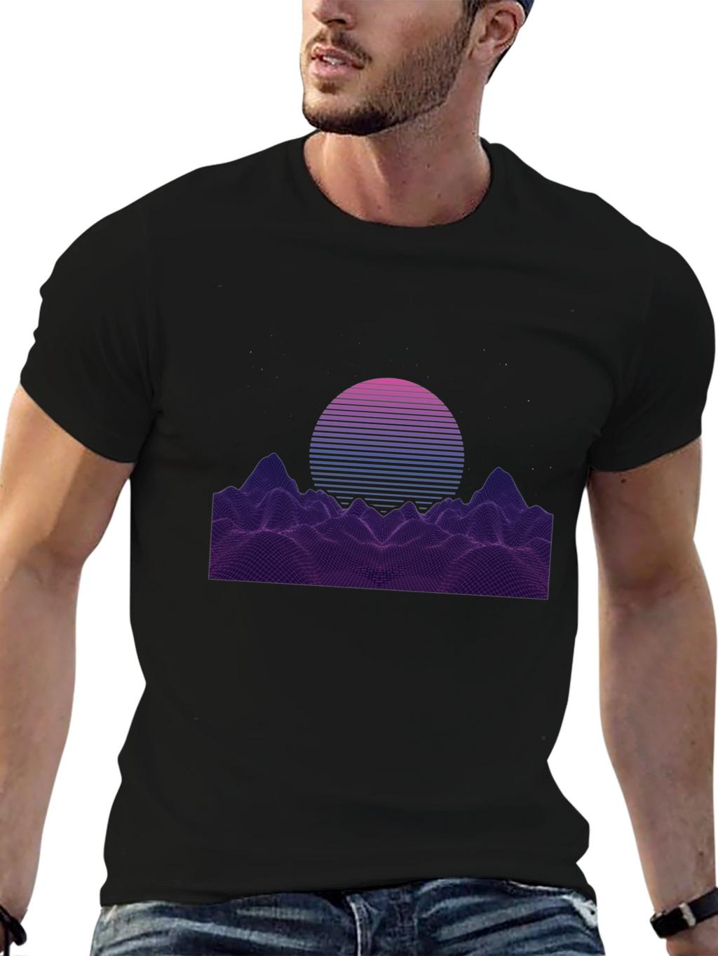 Retro Sunset Graphic Tee - Synthwave Design