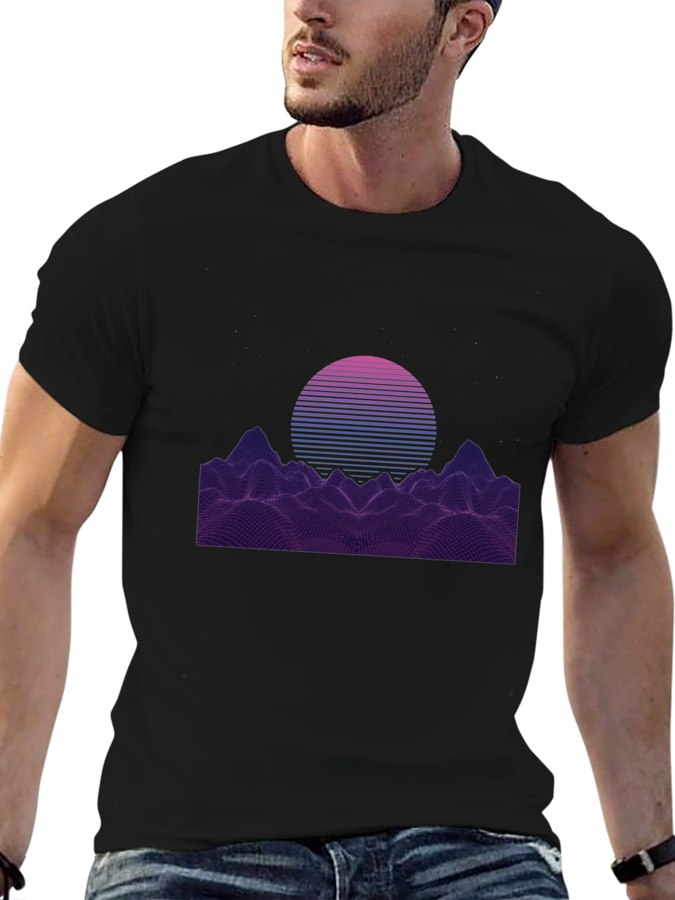Retro Sunset Graphic Tee - Synthwave Design