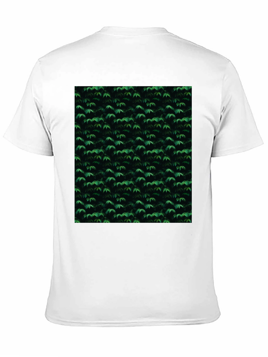 Stylish Black Tee with Green Leaf Pattern
