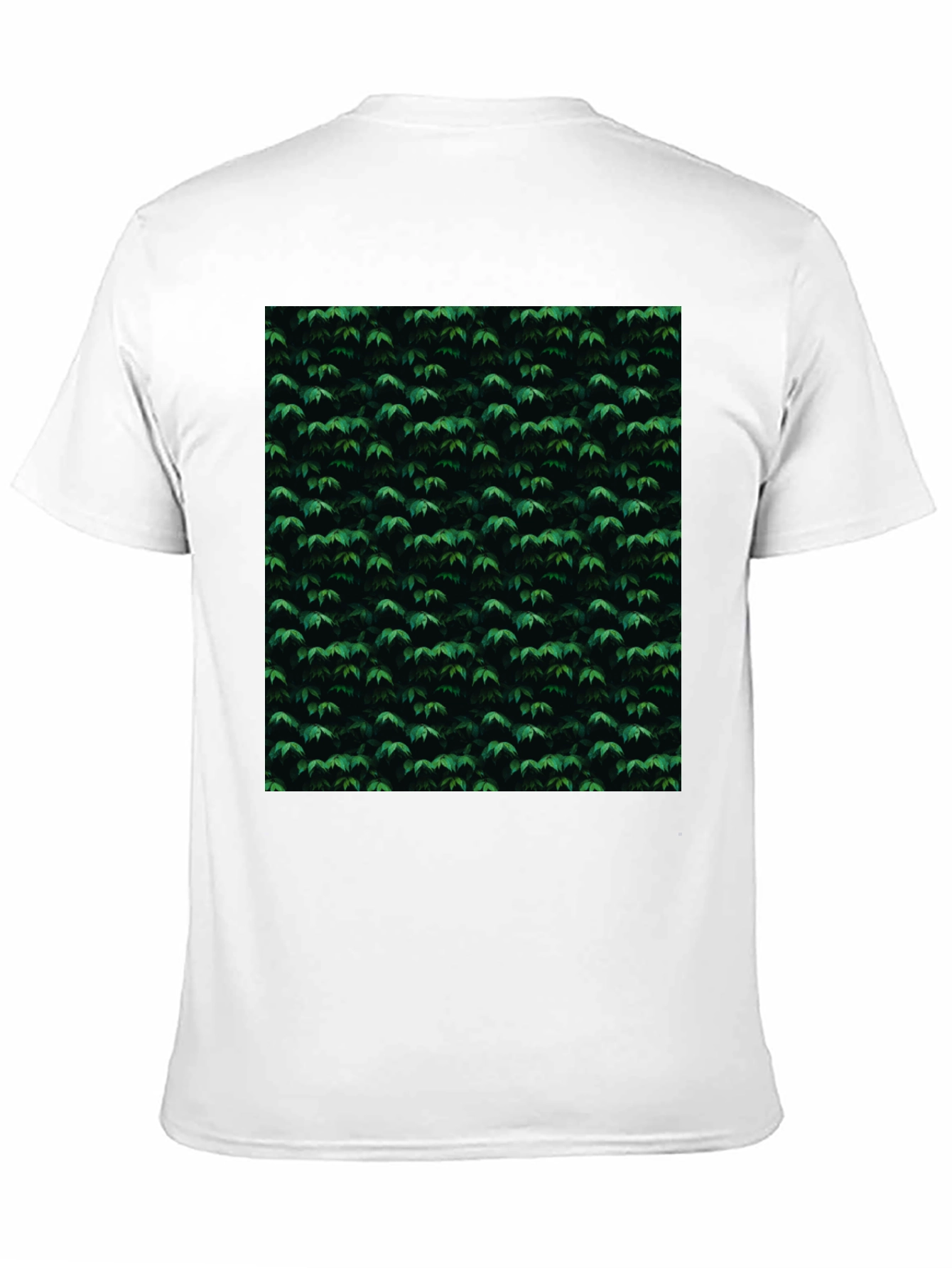 Stylish Black Tee with Green Leaf Pattern