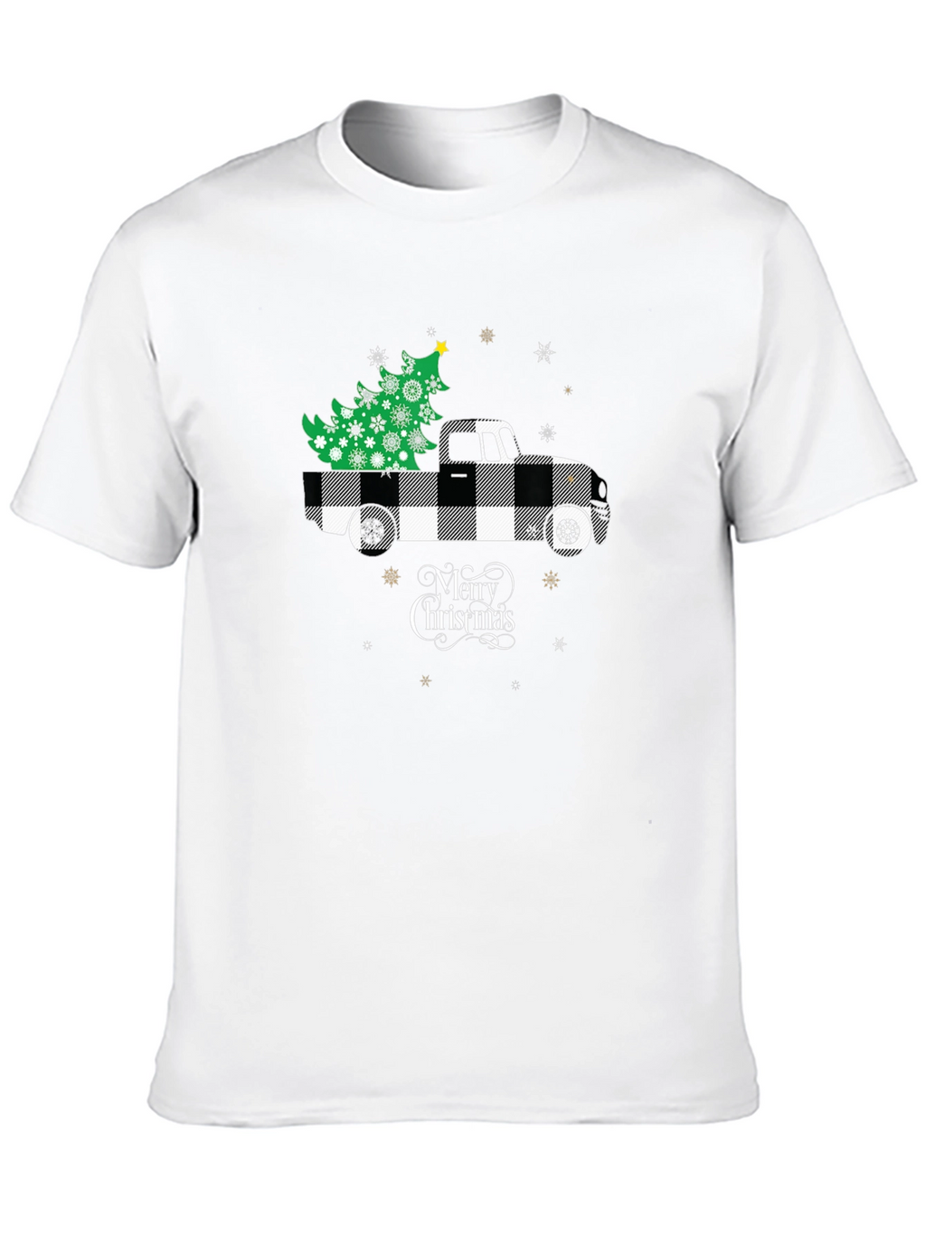 Merry Christmas Buffalo Plaid Truck T-Shirt