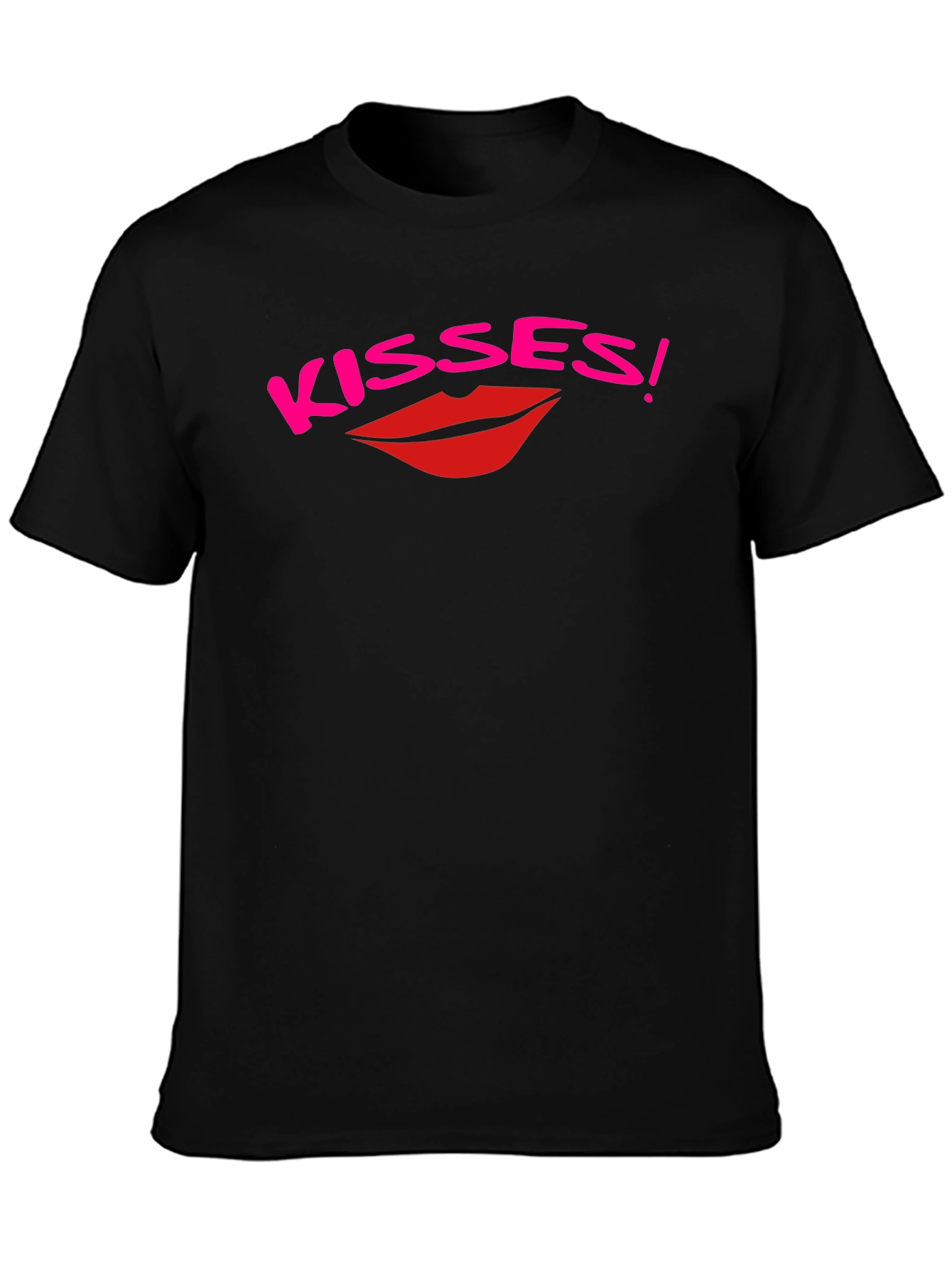 Kisses Graphic Print Black T-Shirt