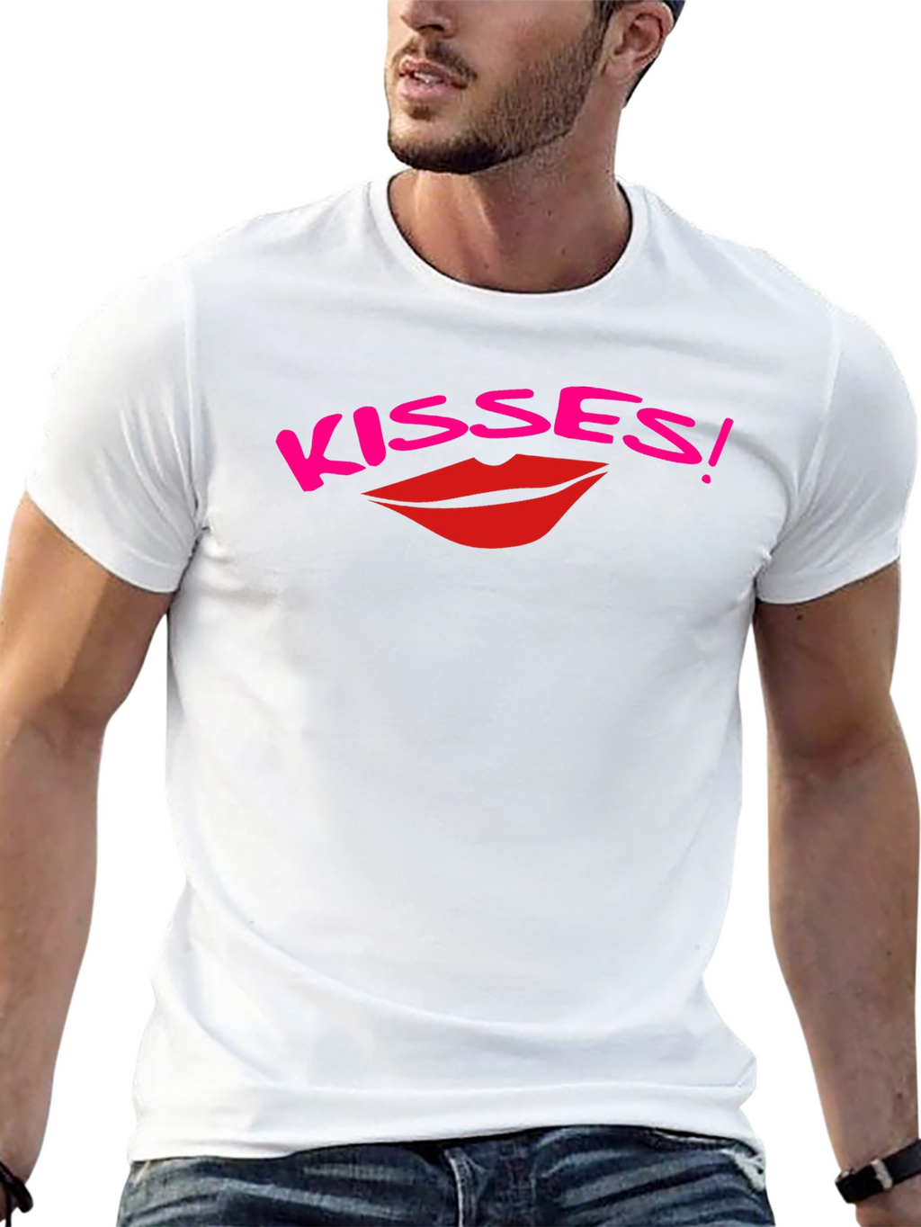 Kisses Graphic Print Black T-Shirt