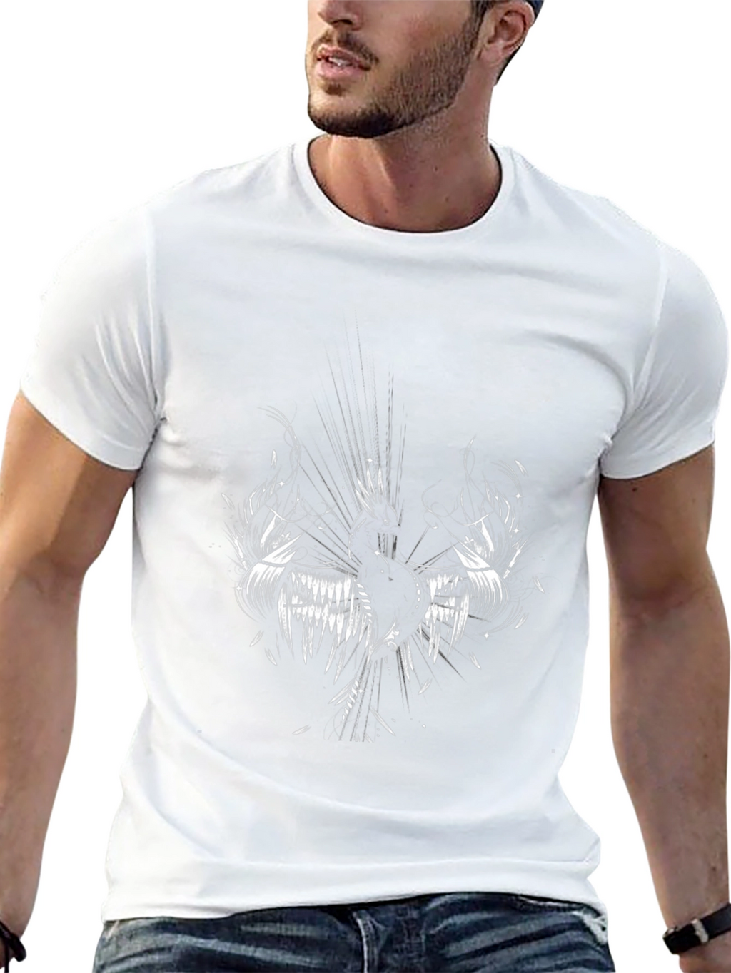 Mens Black T-Shirt with Graphic Design