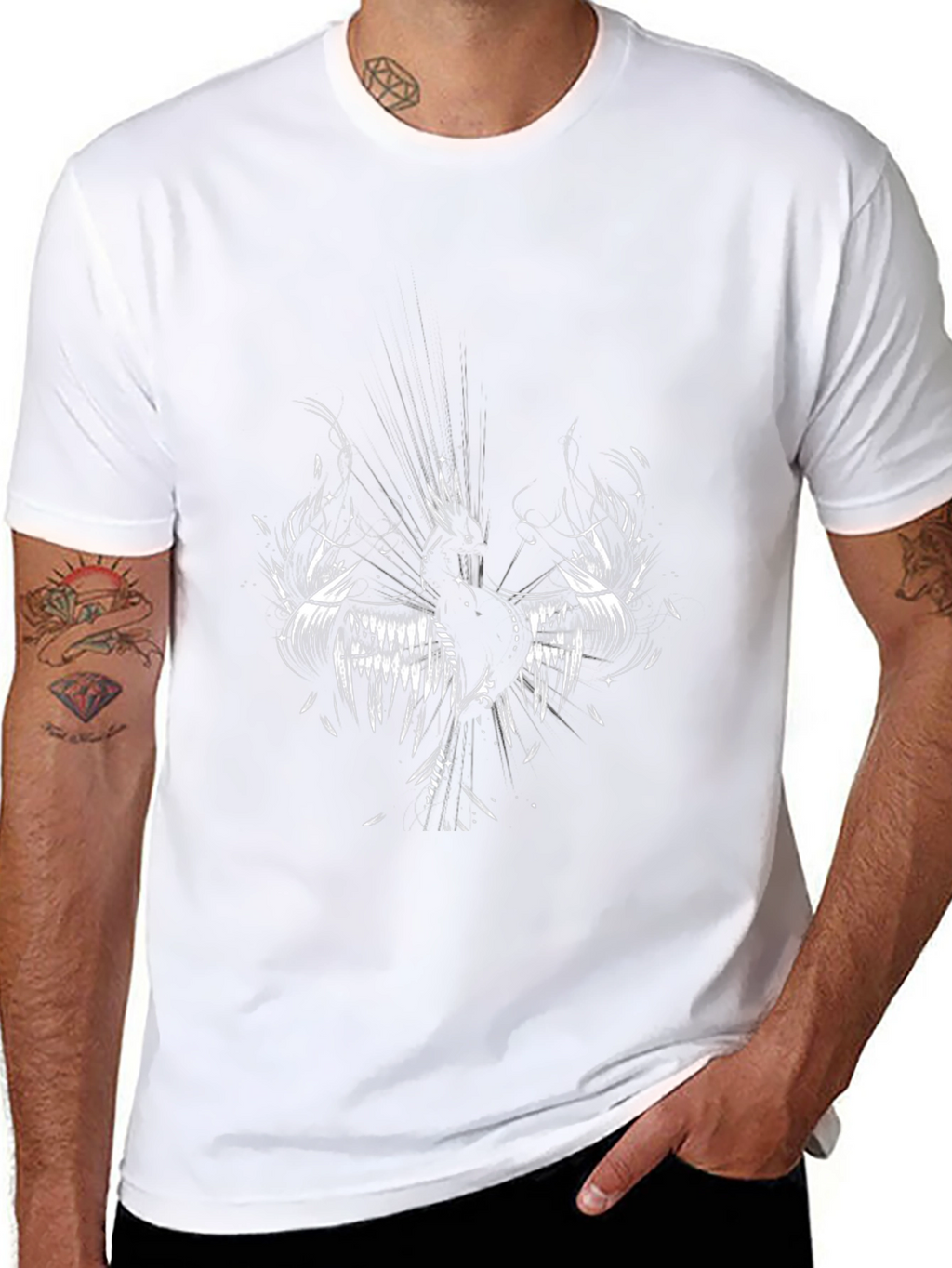 Mens Black T-Shirt with Graphic Design