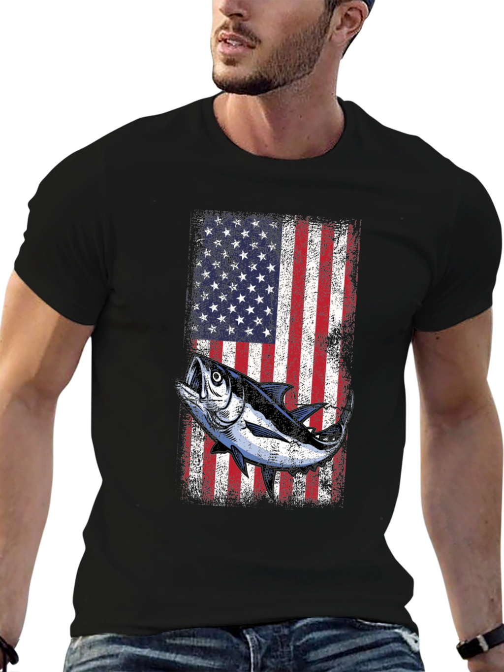 American Flag Tuna Fishing T-Shirt