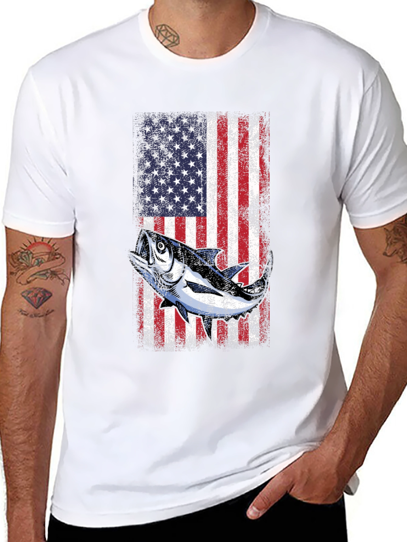 American Flag Tuna Fishing T-Shirt