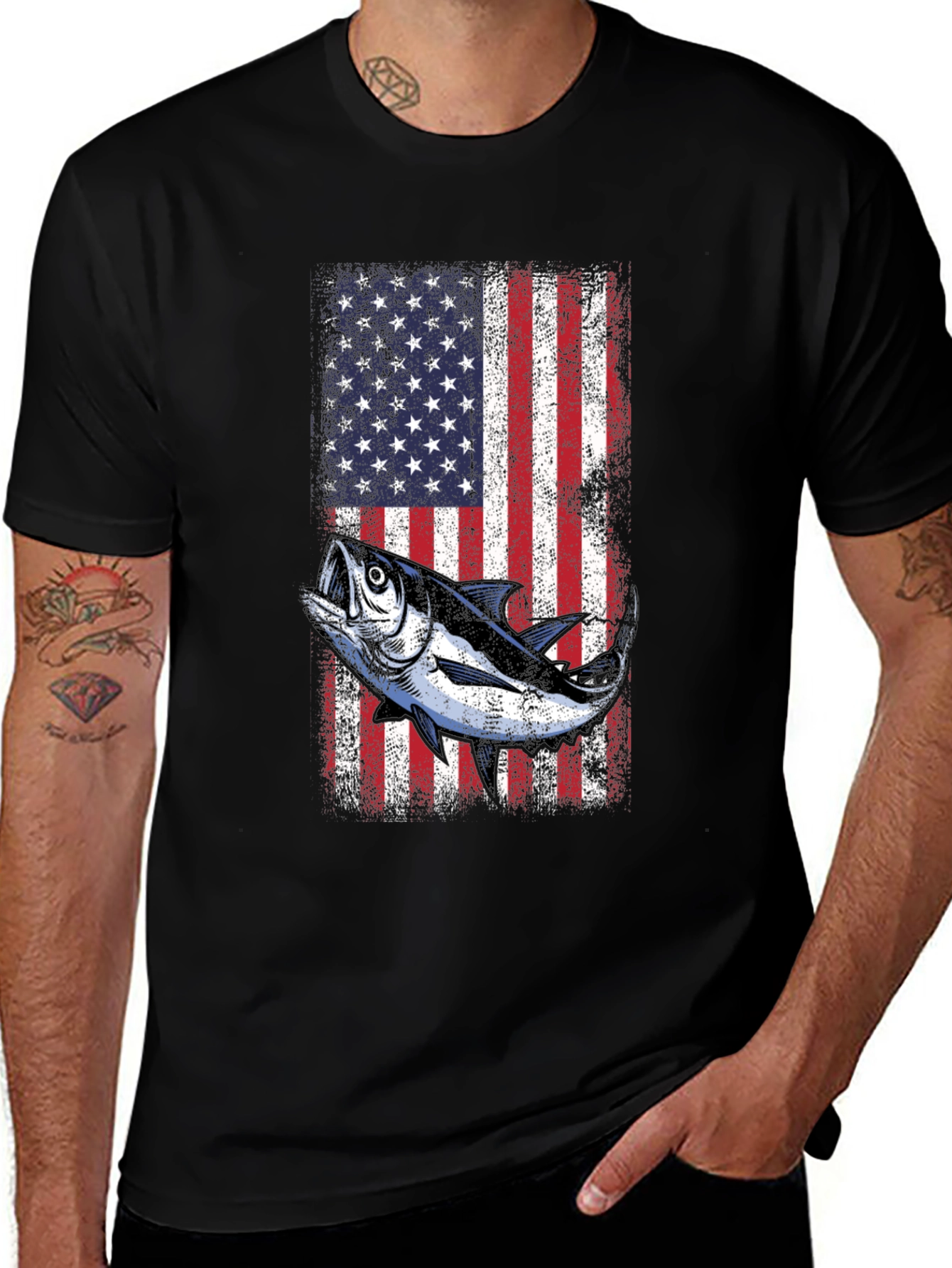 American Flag Tuna Fishing T-Shirt