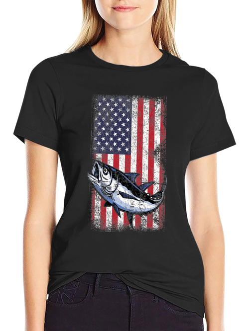 American Flag Tuna Fishing T-Shirt