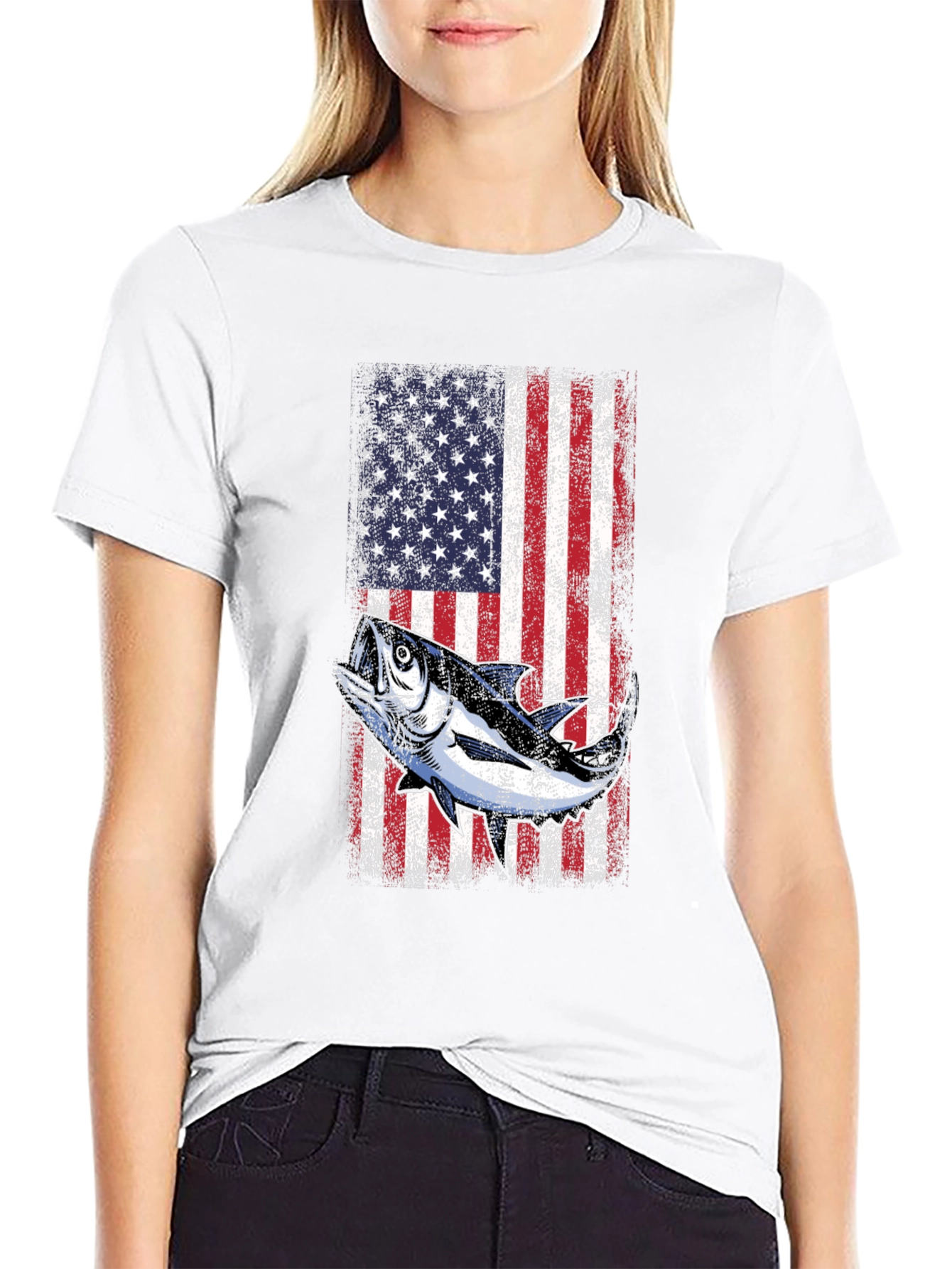American Flag Tuna Fishing T-Shirt