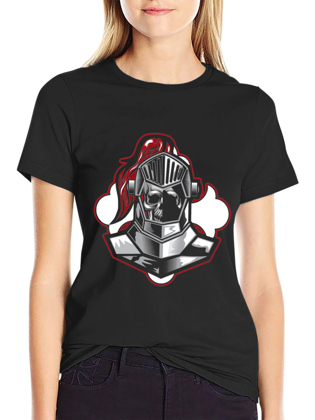 Knight Skull Graphic Tee - Black