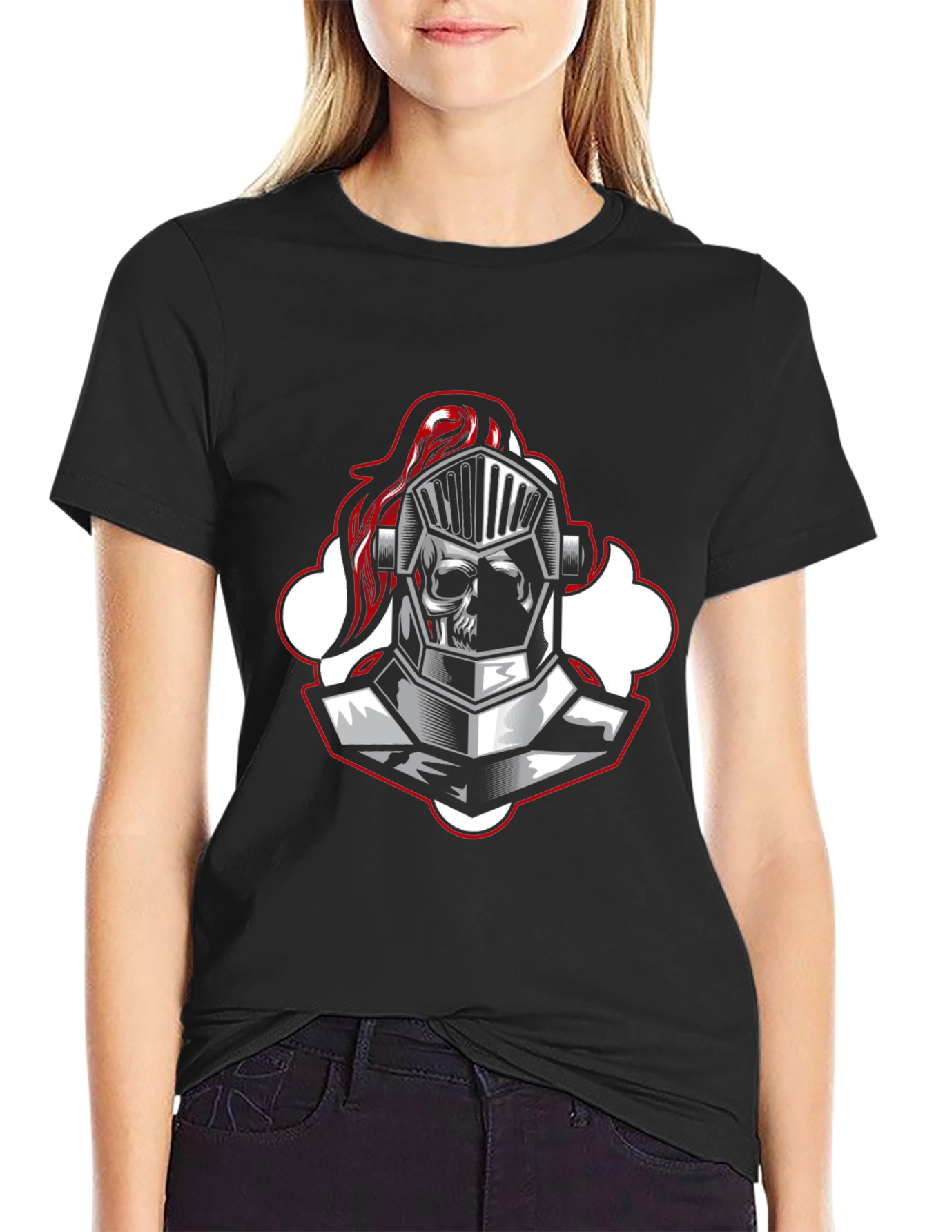 Knight Skull Graphic Tee - Black