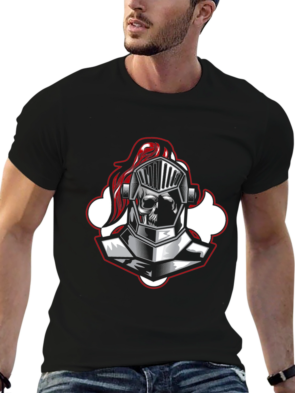 Knight Skull Graphic Tee - Black