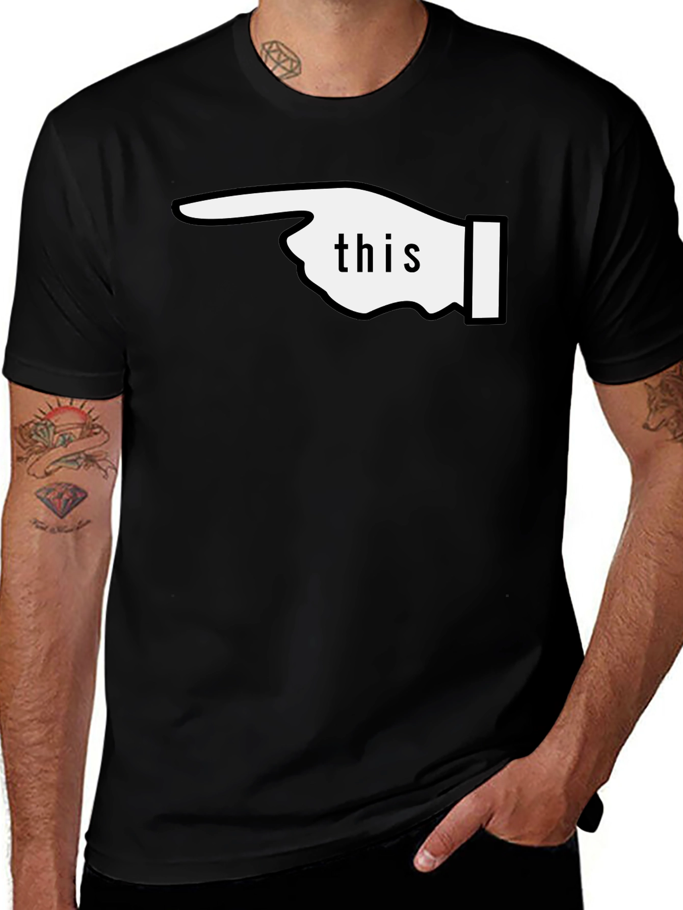 Funny This Pointing Finger Black T-Shirt