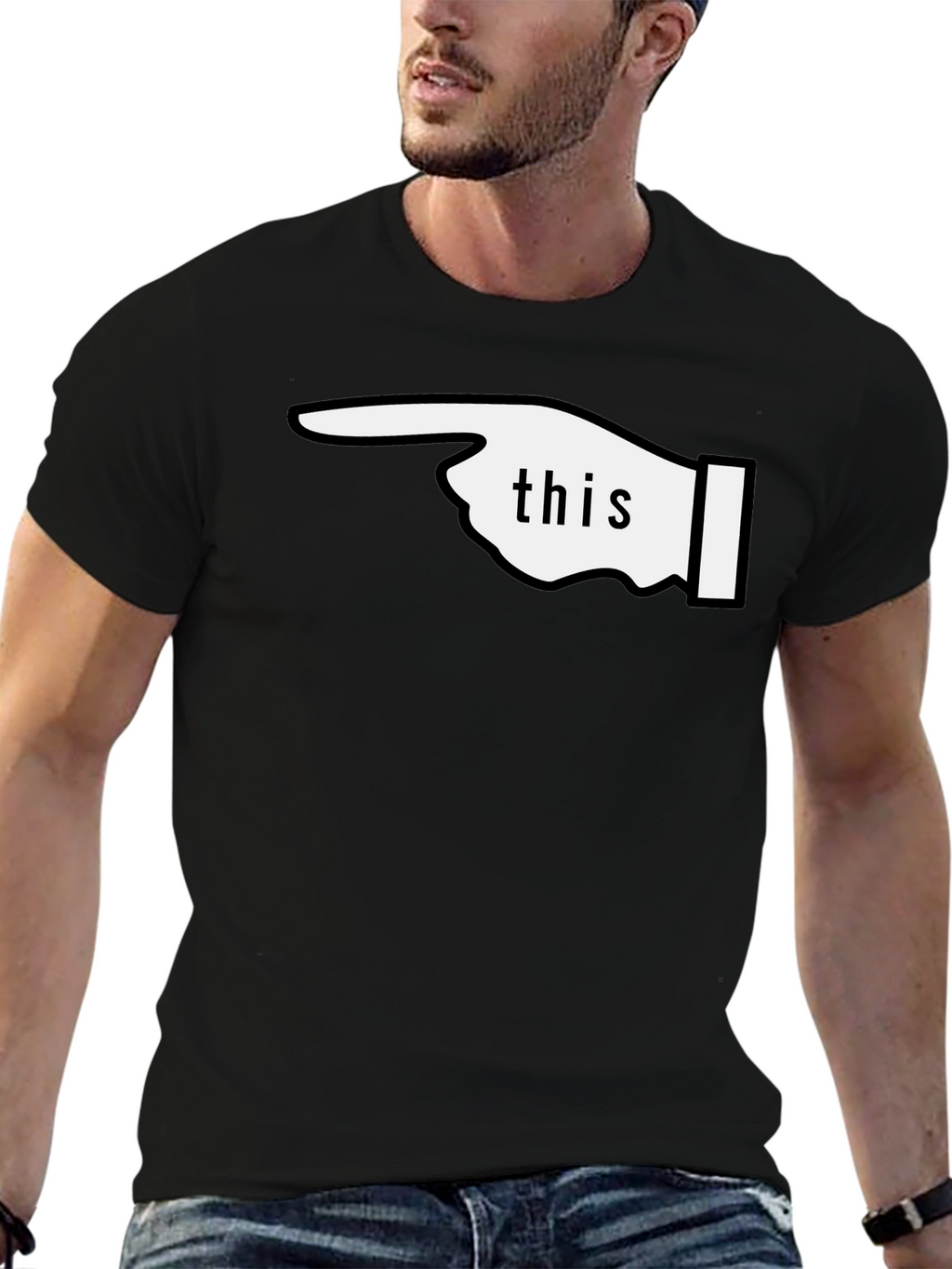 Funny This Pointing Finger Black T-Shirt