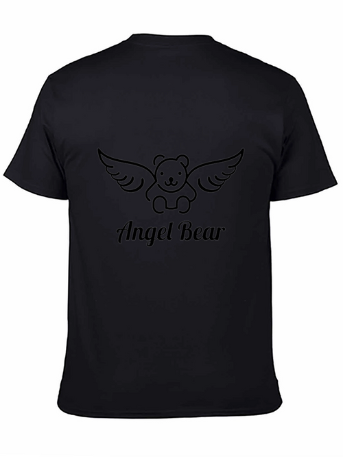 Angel Bear Graphic Tee - Stylish Black T-Shirt
