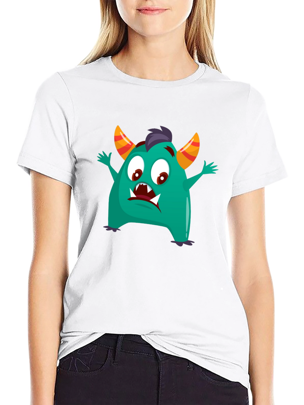 Fun Monster Graphic Tee - Black Cotton