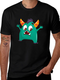 Fun Monster Graphic Tee - Black Cotton