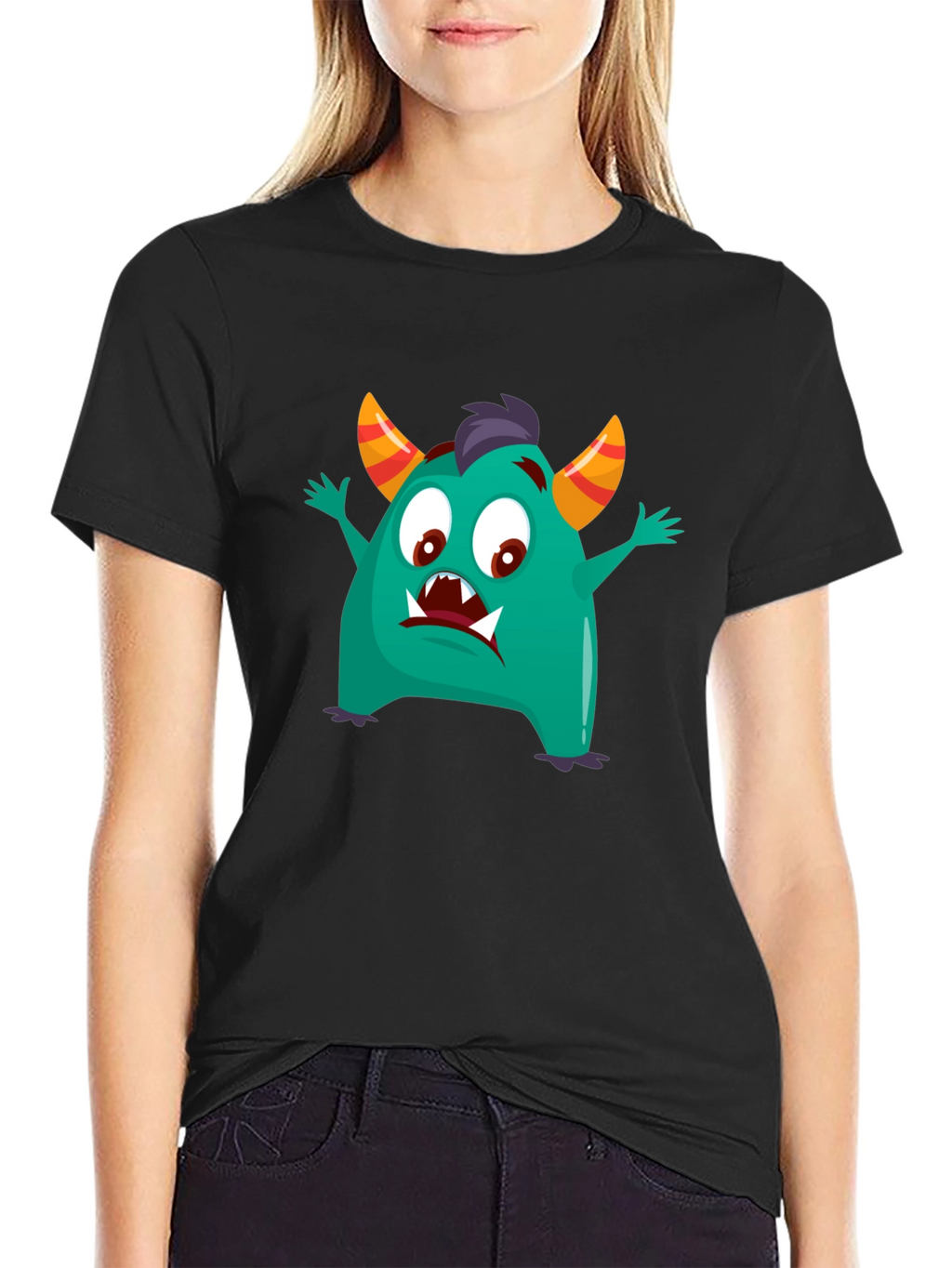 Fun Monster Graphic Tee - Black Cotton