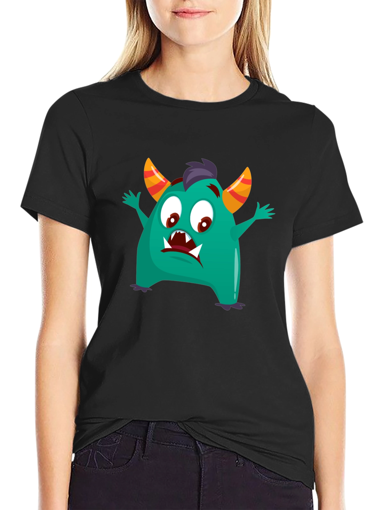Fun Monster Graphic Tee - Black Cotton