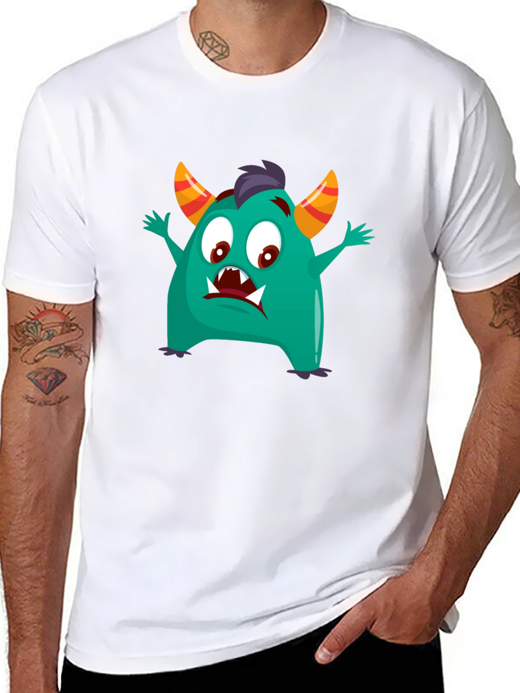 Fun Monster Graphic Tee - Black Cotton