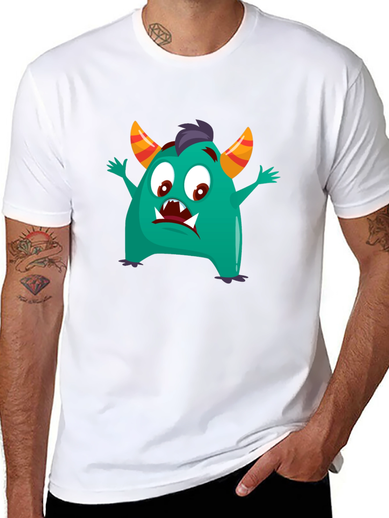 Fun Monster Graphic Tee - Black Cotton