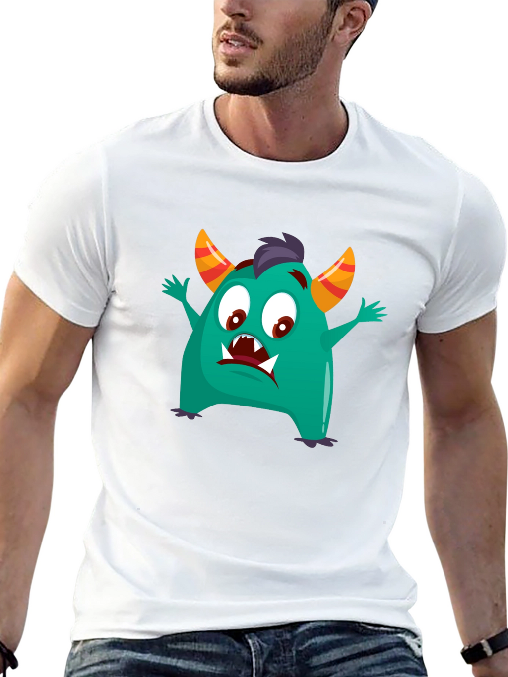 Fun Monster Graphic Tee - Black Cotton