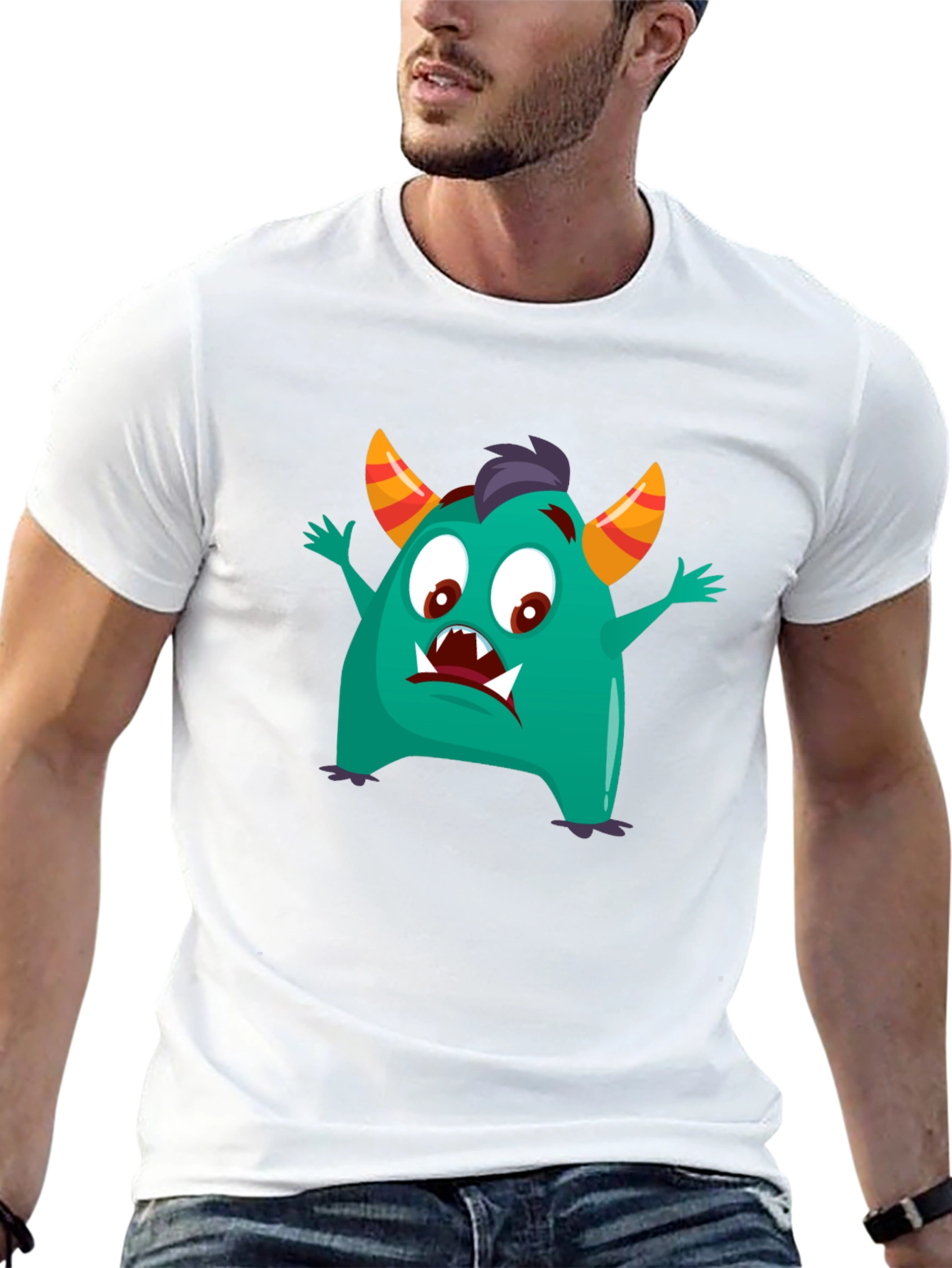 Fun Monster Graphic Tee - Black Cotton