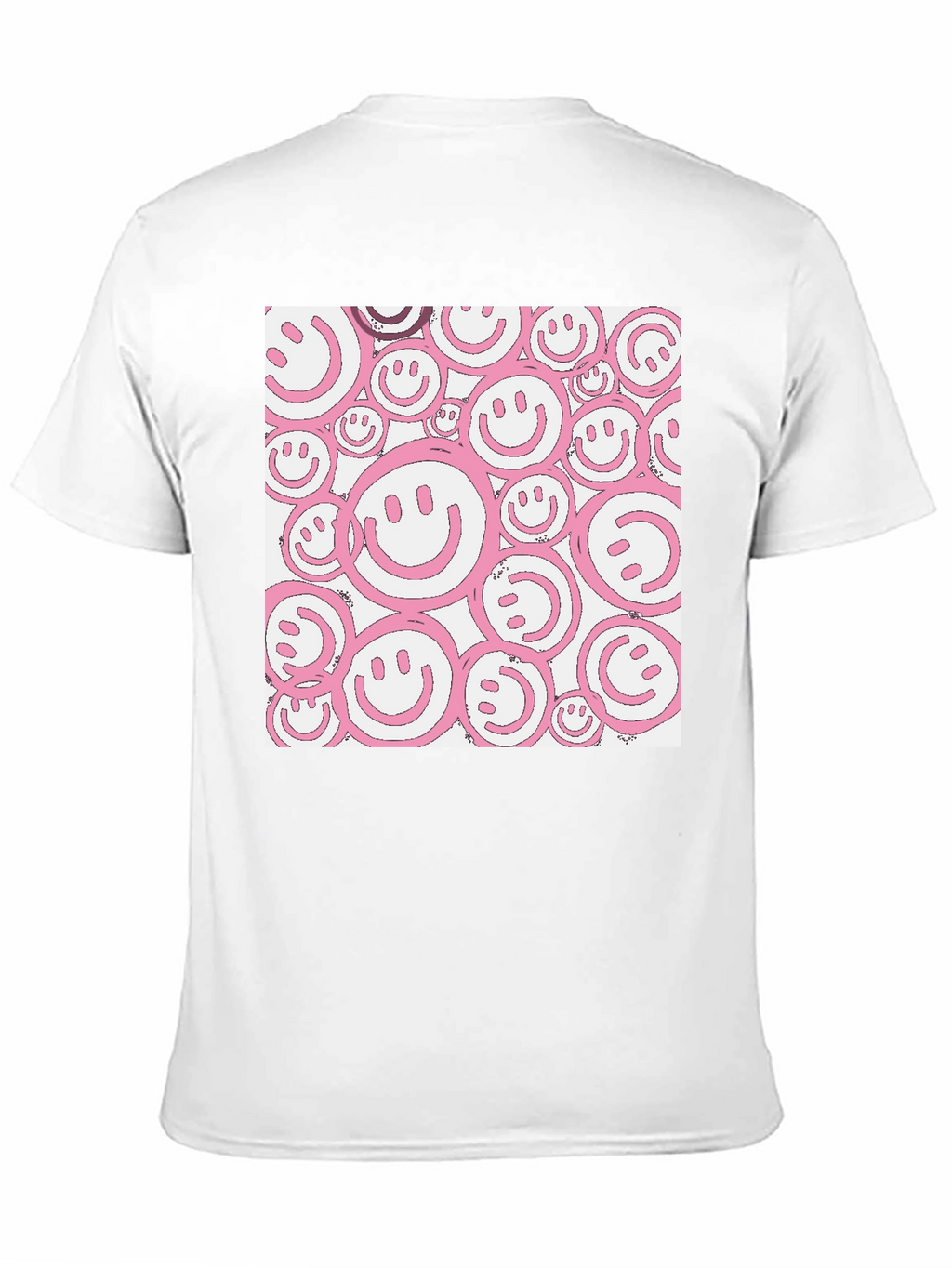 Pink Smiley Face Graphic Black T-Shirt