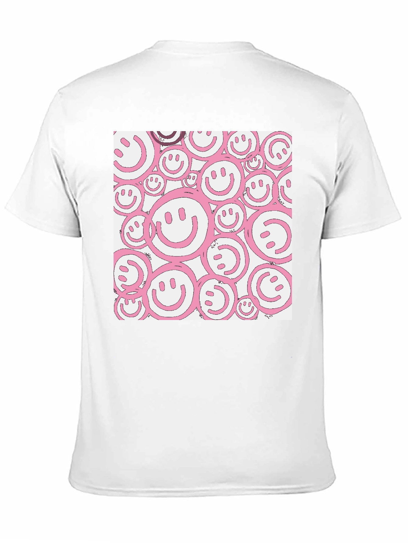 Pink Smiley Face Graphic Black T-Shirt